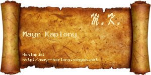 Mayr Kaplony névjegykártya
